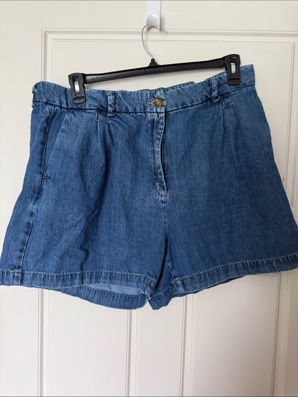 Blue Denim Women's Shorts - Classic High-Waist (adjustable waist)